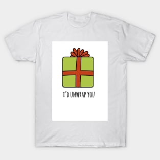 i’d unwrap you christmas funny inappropriate card T-Shirt